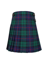 Plaid kilt with green, blue, and red colors on a white background