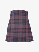 Plaid kilt with red and blue pattern on a white background