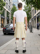 Beige And White Leather Hybrid Utility Kilt Back