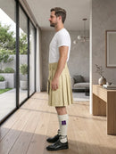 Beige Leather Utility Kilt Left Side