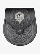 Black Celtic Clan Crest Leather Sporran
