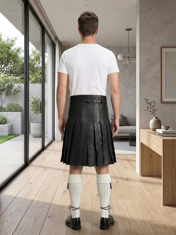 Black Leather Utility Kilt