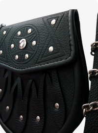 Black Three Tassel Leather Sporran With Chain Belt