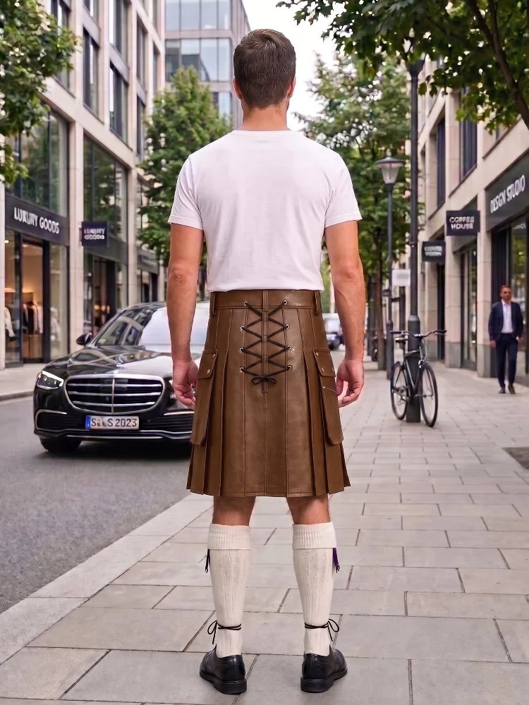 Brown Cow Leather Utility Kilts for Men