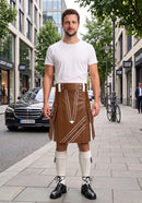 Brown and White Leather Hybrid Utility Kilt front