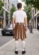Brown White Leather Hybrid Utility Kilt Back