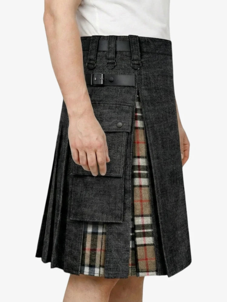Campbell Tartan Black Denim Kilt
