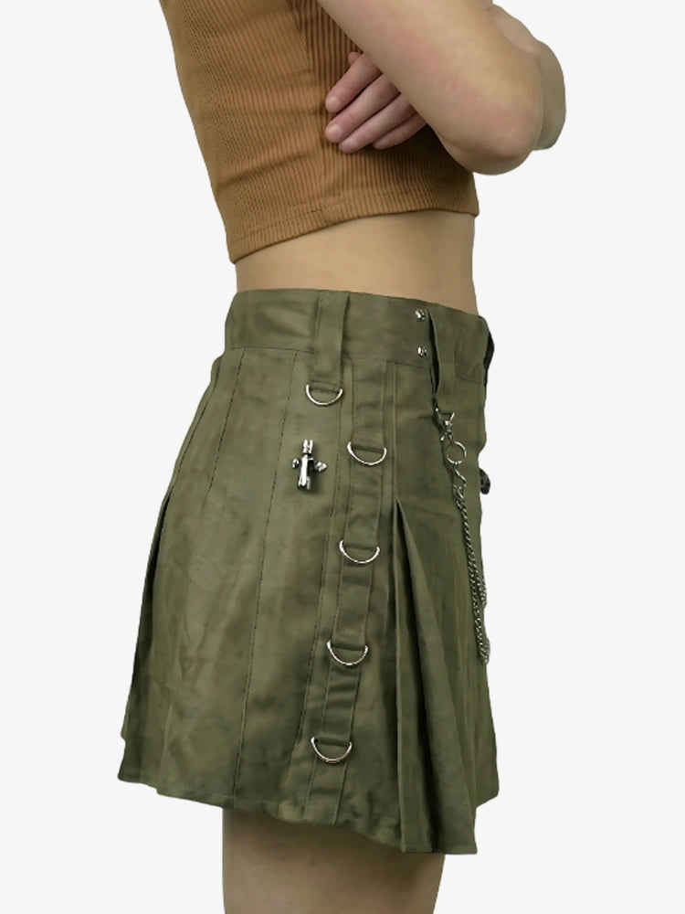 Custom Made Olive Green Women Utility Kilt
