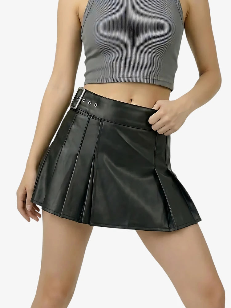 Custom Made Premium Quality Black Women Leather Kilt