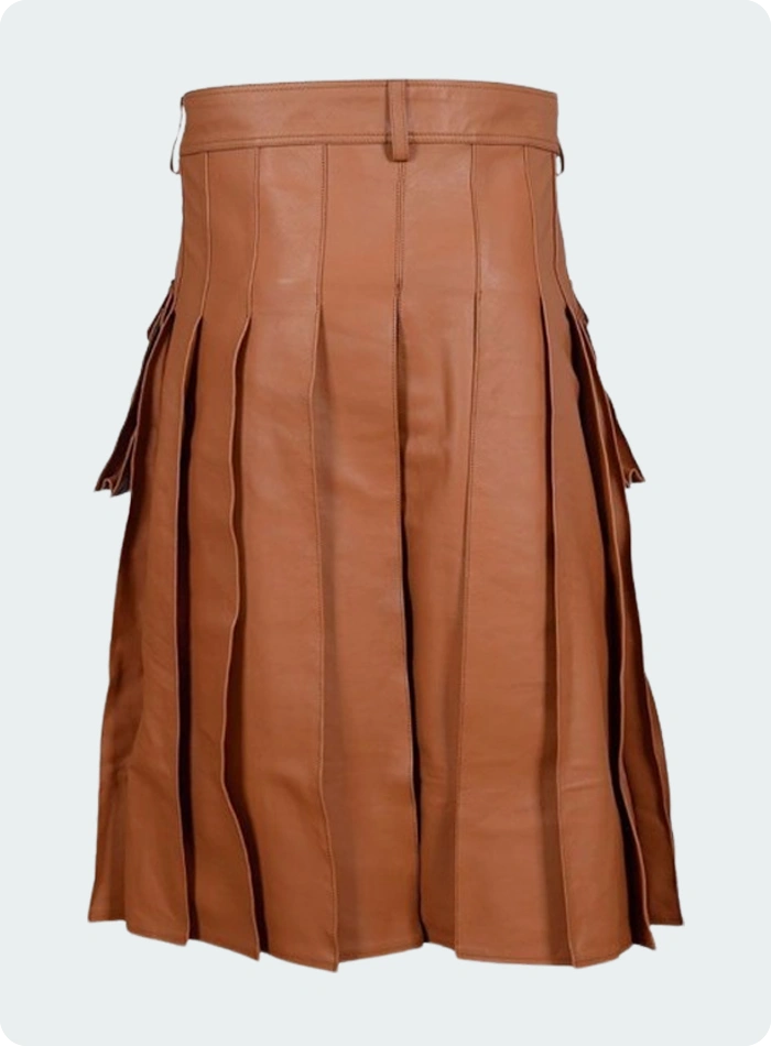 Traditional Brown Leather Kilt Back Side