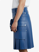 Electric Blue skirt with a pocket on a white background