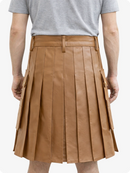 Handcrafted Camel Leather Utility Kilt with Front Button Rivets