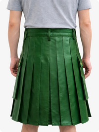 Standard Green pleated skirt worn by a person on a white background