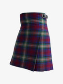 Plaid kilt left side with a belt on a white background