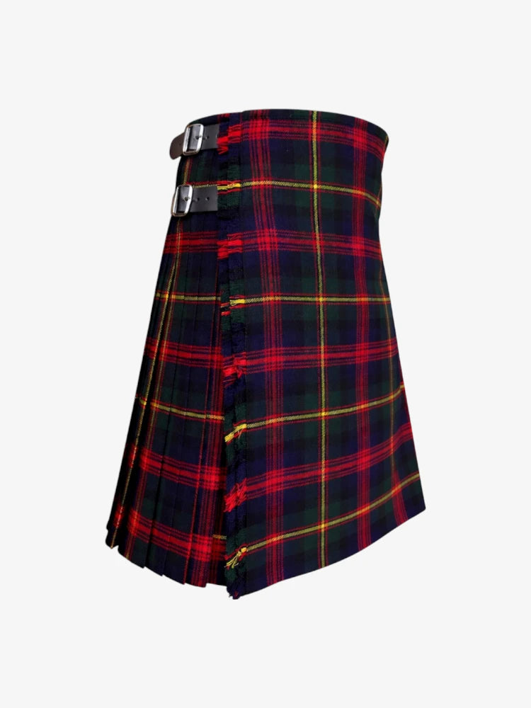 Plaid kilt with a belt on a white background