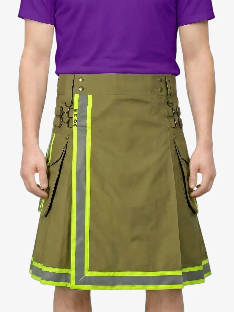 Olive Firefighter Kilt With Reflective Trim