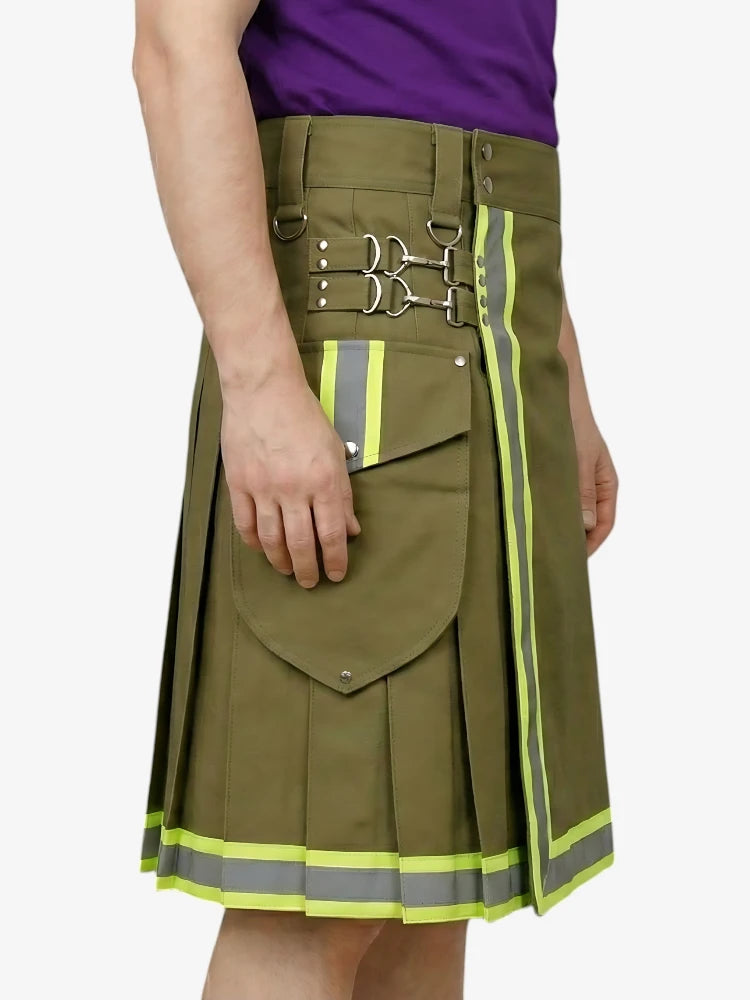 Olive Firefighter Kilt With Reflective Trim