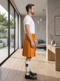 Orange Leather Utility Kilt Right Side