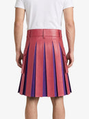 Pink Leather Kilt With Purple Pleats Back