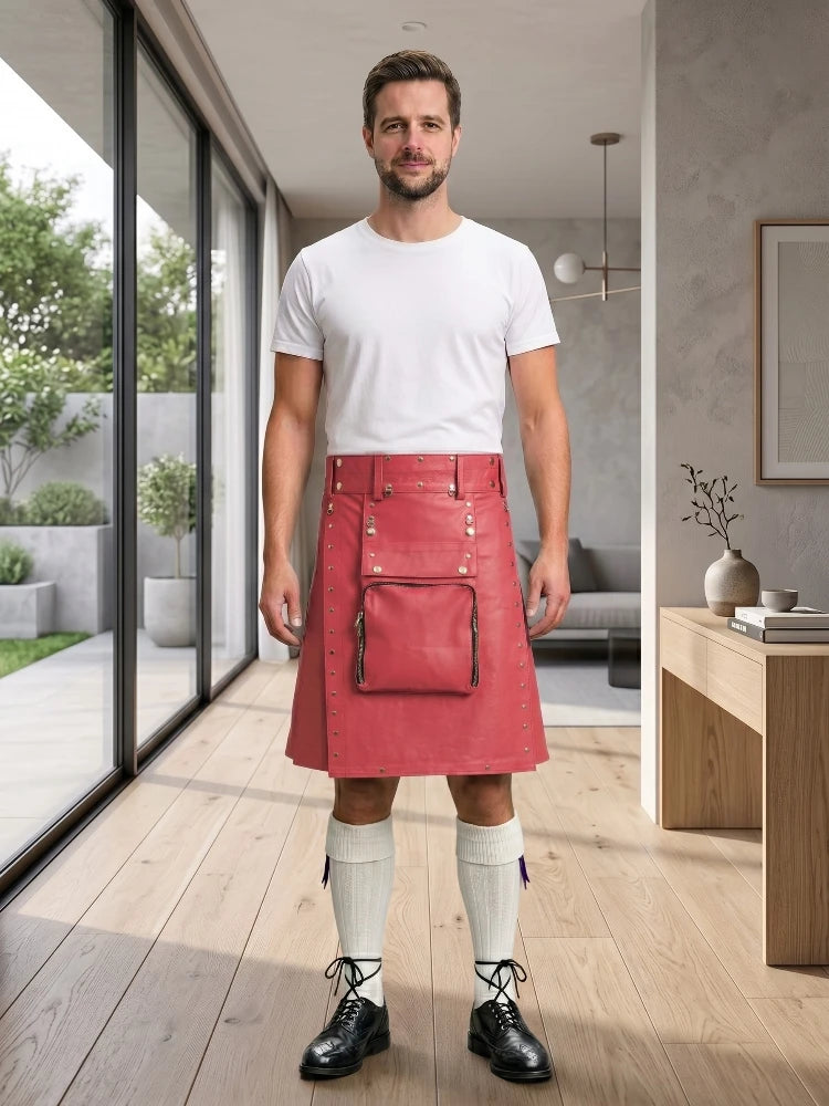 Pink Leather Utility Kilt