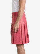 Pink Leather Utility Kilt Left