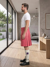Pink Leather Utility Kilt Left Side