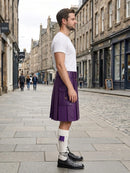 Purple Leather Kilt With Purple Pleats