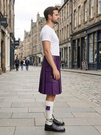 Purple Leather Kilt With Purple Pleats
