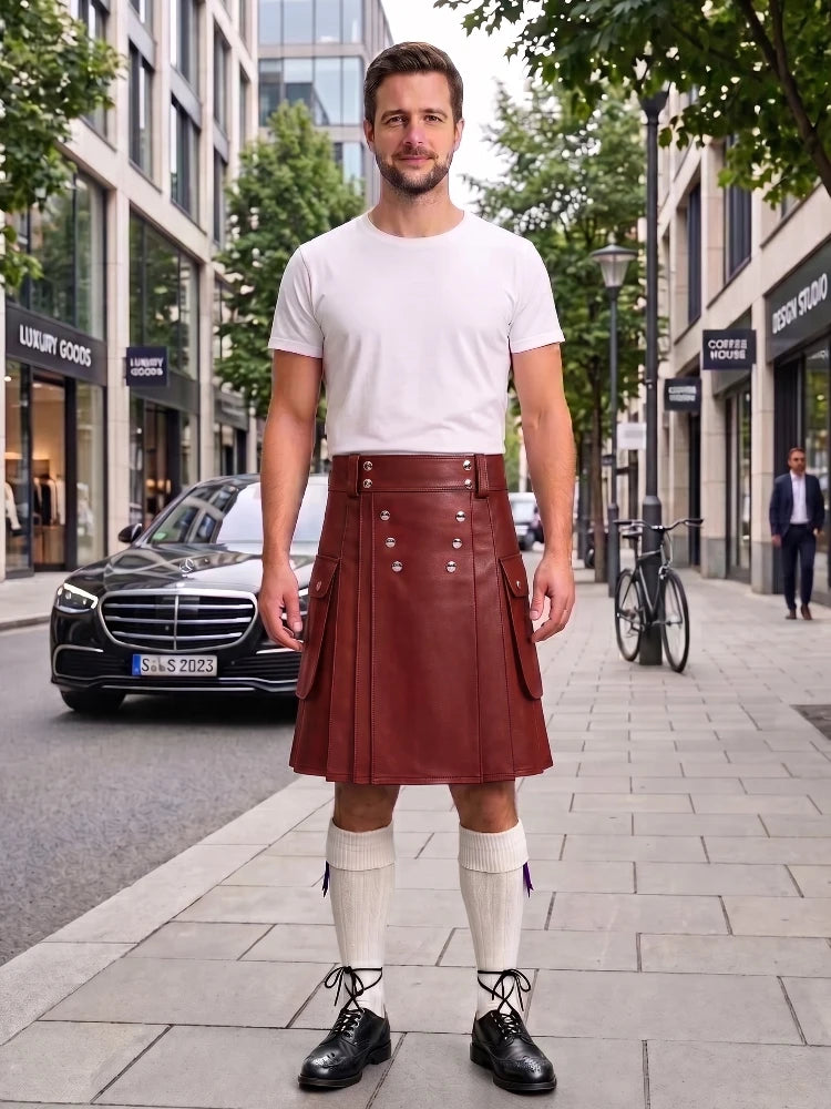 Red Cow Leather Utility Kilts for Men