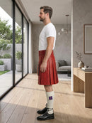 Red Leather Utility Kilt Left Side