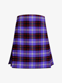 Plaid kilt with purple and red pattern on a white background