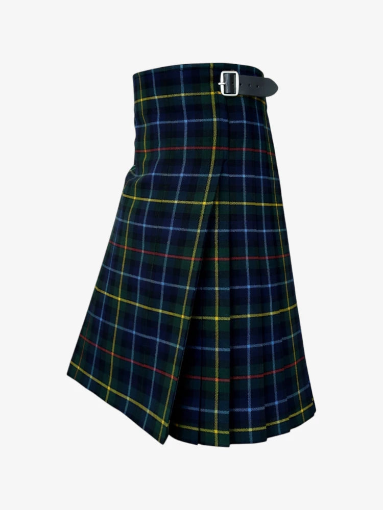 Plaid kilt with a belt on a white background