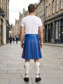 Standard Blue Leather Kilt With Purple Pleats Back
