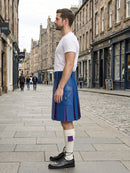 Standard Blue Leather Kilt With Purple Pleats Left Side
