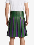 Standard Green Leather Kilt With Purple Pleats Back