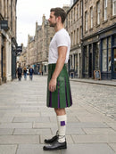 Standard Green Leather Kilt With Purple Pleats Left Side