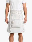 White Leather Utility Kilt