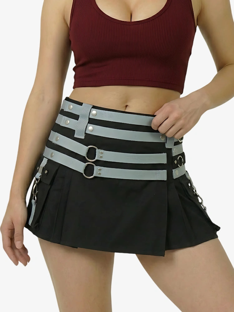 Women Black and Grey Utility Kilt