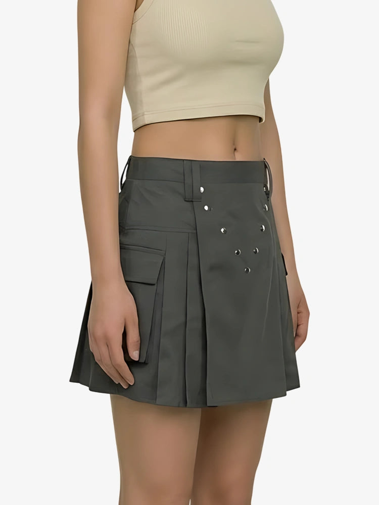 Women Dark Grey Utility Kilt