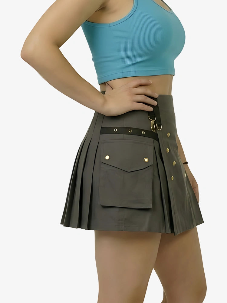 Women Scottish Grey Utility Kilt