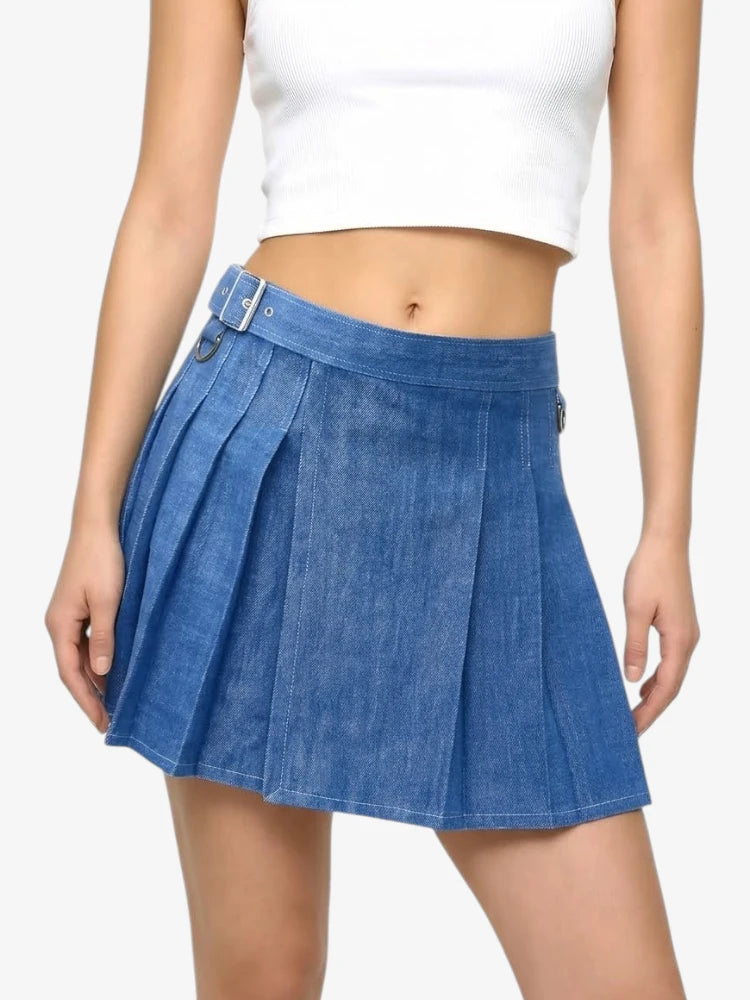 Women Stylish Blue Denim Kilt