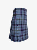 Blue plaid kilt on a white background